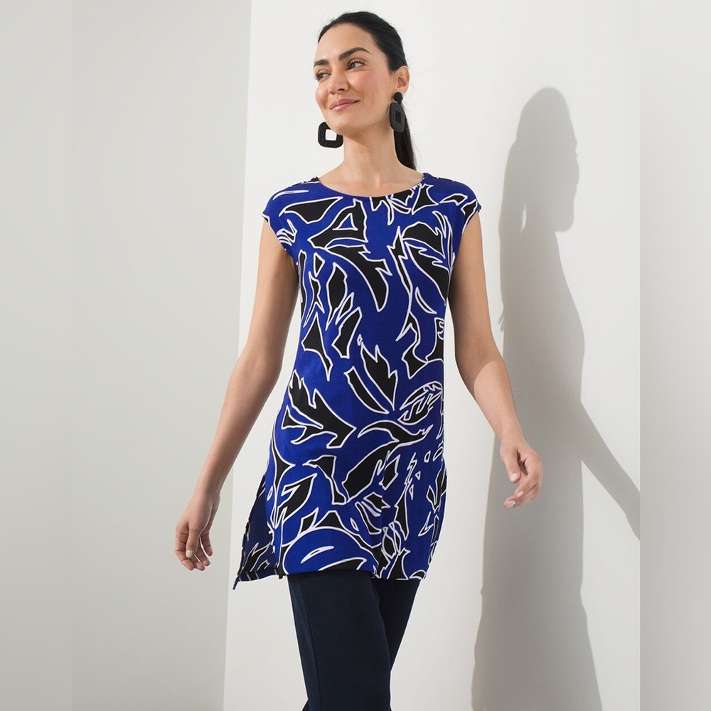 Chicos Travelers Classic Print Tunic, Brand New with Tags